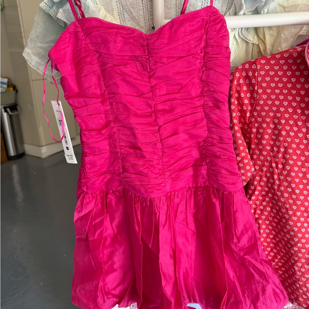 Aqua Fuchsia Bubble Skirt Dress